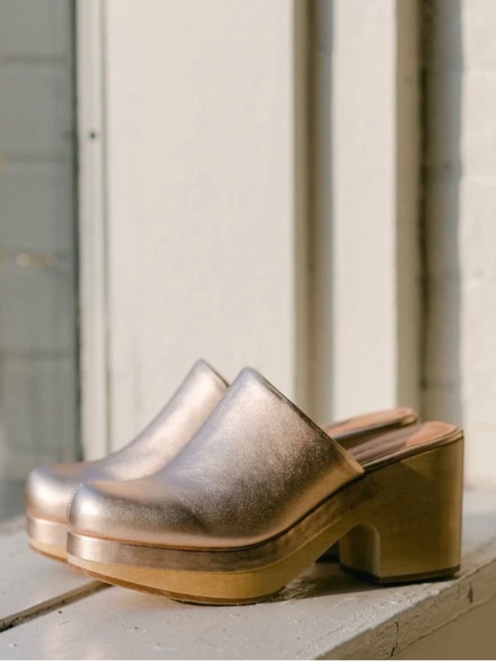 Rachel Comey Rose Gold Leather Platform Clog Mules Size 6